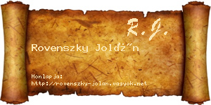 Rovenszky Jolán névjegykártya